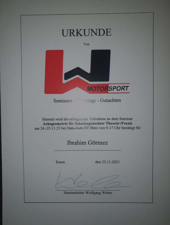 Motorsport – Achsgeometrie Schadengutachter