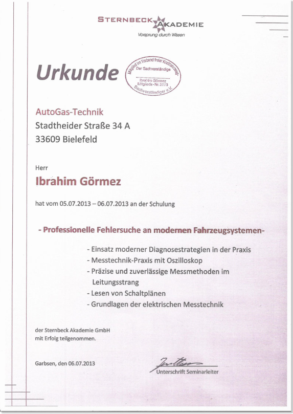 Sternbeck Akademie – Fahrzeugdiagnose
