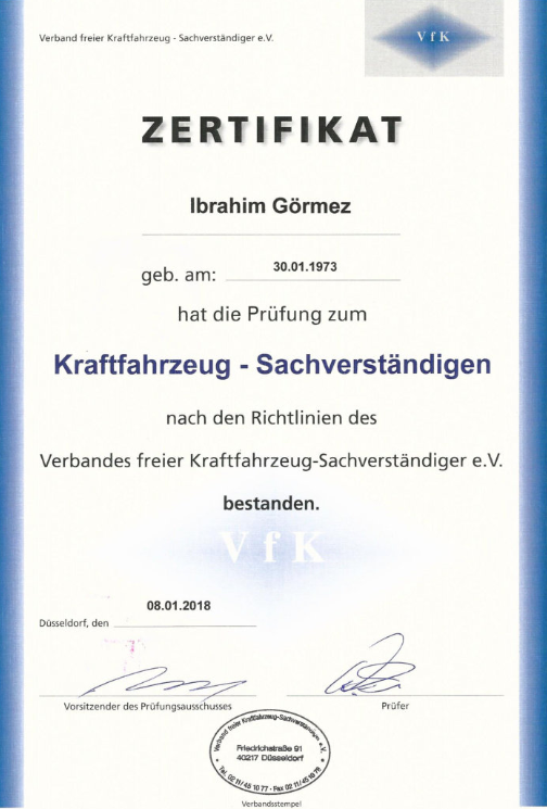 VfK – Kraftfahrzeug-Sachverständiger