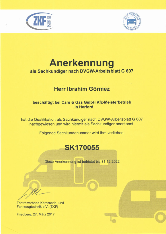 ZKF – Sachkundiger nach DVGW G 607